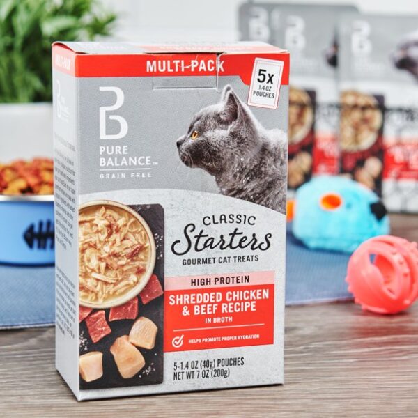 Pure Balance Classic Starters Gourmet Cat Treats, Shredded Chicken & Beef In Broth, 1.4 Oz, 5 Pack - Image 3