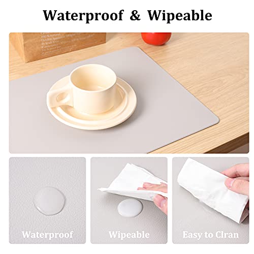 PU Leather Place Mats Grey Set Of 4 Washable Waterproof Table Mats for kitchen and dining - Image 3