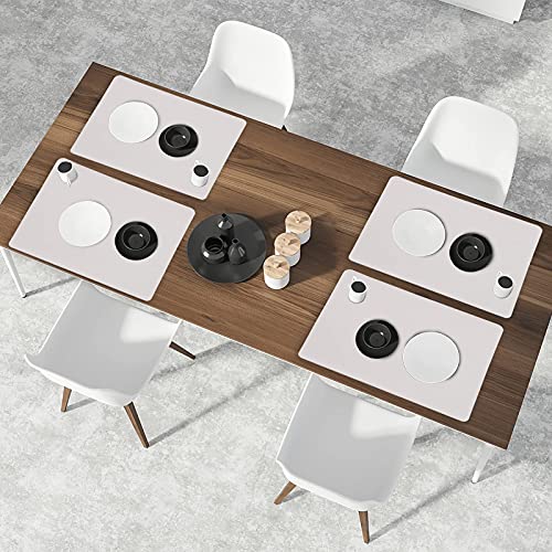 PU Leather Place Mats Grey Set Of 4 Washable Waterproof Table Mats for kitchen and dining - Image 5