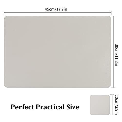 PU Leather Place Mats Grey Set Of 4 Washable Waterproof Table Mats for kitchen and dining - Image 6