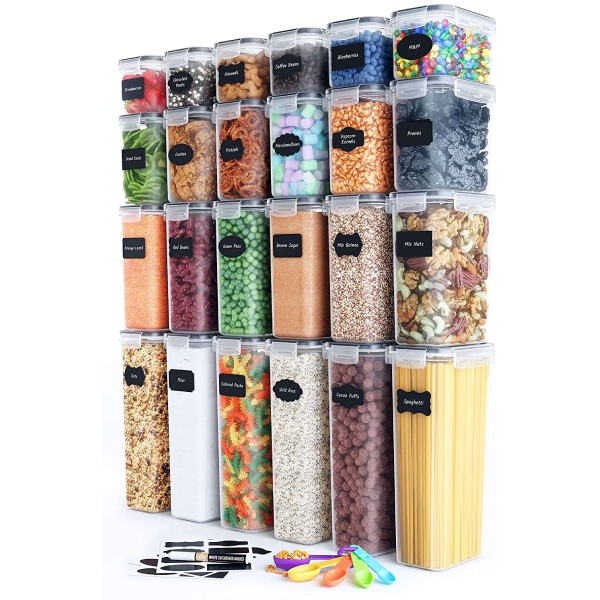 Airtight Food Storage Container Set - 24 Piece, Kitchen & Pantry Organization, BPA-Free, Plastic Canisters with Durable