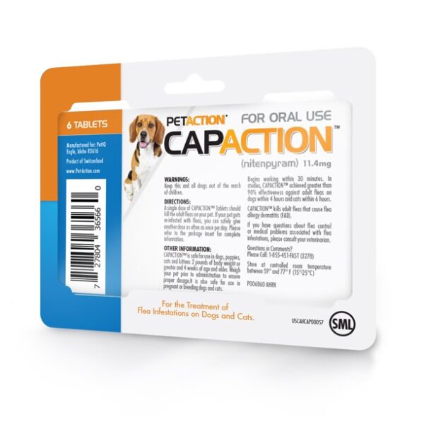 CapAction Fast Acting Flea Treatment For Small Dogs & Cats, 6 Tablets for animals - Image 3