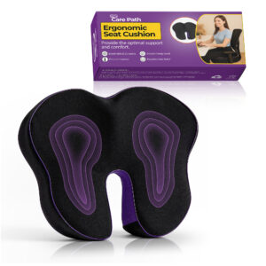 Carepath Memory foam seat cushion | Pain relief seat cushion for office chair, desk for long sitting, sciatica ,back & butt _Orthopedic office chair cushions for back pain, Car travel | Extra Dense